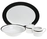 Nikko Ceramics Black Tie 5-Piece Dinnerware Completer Set