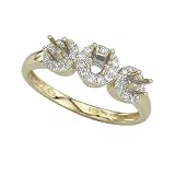3 Diamond 1/5 ct. Semi Mount Bridal Engagement Ring in 14K Yellow Gold