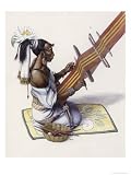Mayan Woman's Water Lily and Decorated Mat Indicate Royal Blood Art Giclee Poster Print by Terry Rutledge, 12x16