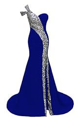 Sexy Sweetheart Chiffon One Shoulder Sleeveless Backless Sequined Mermaid Evening Dress/Prom Dress/Wedding Party Dress  with a Brush/Sweep Train 