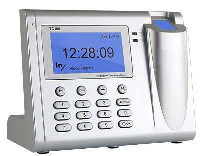 TC100 Biometric Fingerprint Employee Attendance Time Clock System with USB Cable