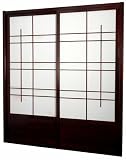Japanese Decor - 80' Double Sided Eudes Design Shoji Sliding Interior Door Kit ( Cherry Rosewood )