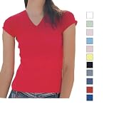 Bella - Ladies" 1x1 Rib Short Sleeve V-Neck T-shirt - 1005