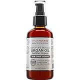 Organic Argan Oil - HUGE 4 OZ VALUE SIZE! 100% Pure Argan Oil Of Morocco - Best Hair And Scalp Treatment For Tired, Damaged Hair And Dry Scalp. Moisturizes And Hydrates Your Hair. Leaves Your Hair Beautiful In Texture And Volume.