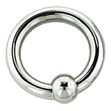 Single Stainless Steel Captive Bead Ring with Stainless Steel Bead: 14g, 9/16