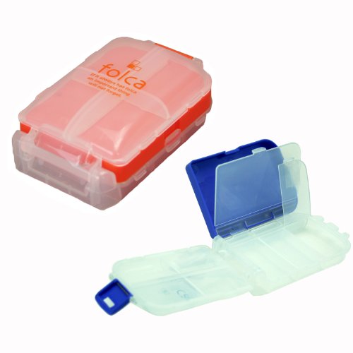Folca Compact Pill Case, Orange - 8 Compartments