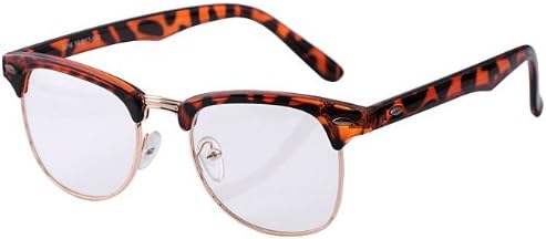 Top Plaza Cool Retro Vintage Unisex Mens Womens Clear Lens Trendy Rock Eyewear Glasses Leopard