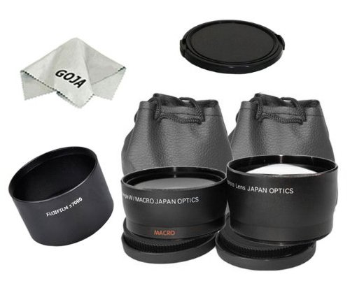 Lens kit for FUJIFILM FINEPIX S7000, Includes: 2.0 X High Definition Telephoto Lens and 0.45X Super Wide Angle with Macro + Lens Tube Adapter (High Quality Aluminum)