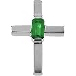 14K White Gold Tsavorite Cross Pendant