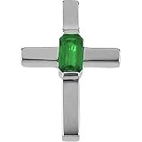 14K White Gold Tsavorite Cross Pendant