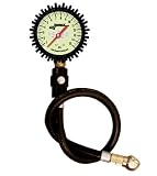 Longacre Racing Deluxe Tire Air Pressure Gauge2-1/2 Glow in the Dark Face0-15 PSI by 1/4 lb with 17 ultra flex hose