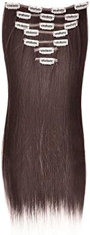 15" Clip in Synthetic Hair Extensions 2# Dark Brown 7pcs 70g