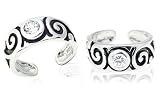 Adjustable Round Cut White Cz Toe Ring Sterling Silver