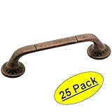 Amerock BP4483-RBZ Rustic Bronze Ambrosia Euro Stone Cabinet Hardware Handle Pull, 3-3/4" (96mm) Hole Centers - 25 Pack