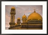 Golden Mosque Domes, Jame'Asr Hassan Bolkia Mosque, Bandar Seri Begawan, Brunei Darussalam, Brunei Framed Photographic Poster Print by Holger Leue, 29x21