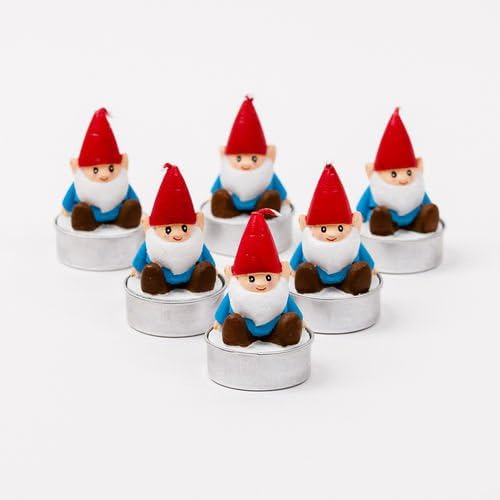 GNOME Tea Light Candles Set of 6 with Red Hats NEW IN BOX Ne0196