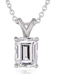 Sterling Silver Swarovski Zirconia 1.5 ct Emerald Cut Pendant