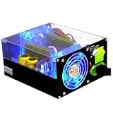 Aspire / 500-Watt / ATX / Dual 80mm LED Fan / Black Aluminum, Clear Top / Power Supply