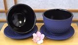 Cast iron hobnail purple hobnail tea cup and round coaster X2