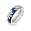 Sterling Silver Blue Enamel CZ Daisy Ring