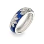 Sterling Silver Blue Enamel CZ Daisy Ring