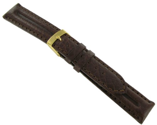 20mm Morellato Genuine Leather Double Padded Stitched Calfskin Dark Brown Watch Band Strap
