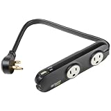 Outlets To Go Power Strip with USB -  Black