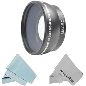 52MM 0.45X Wide Angle High Quality Lens (w/ Macro Portion) for NIKON (D60 D80 D40 D300S D3000 D5000) + 2 Premium MagicFiber Microfiber Cleaning Cloth