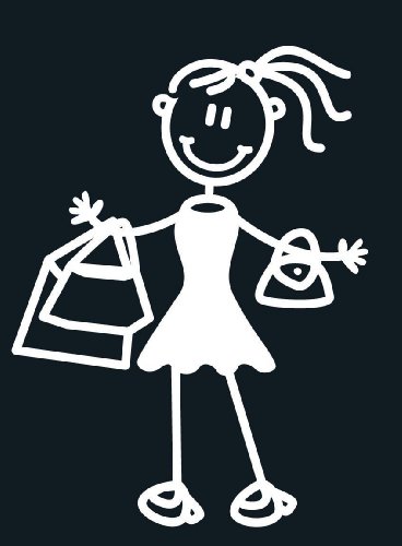 My Family Car Stick Figure Sticker Decal Female Mom Mother Shopping- M1