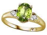 1.39 cts Genuine Peridot and Diamond Ring - 14kt White or Yellow Gold FREE GIFT BAG!