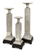 Set of 3 Streamlined Art Deco Chrome Finish Ceramic Pillar Holder Columns 25"