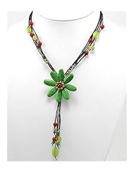 Flower Cotton Waxed Thread Dyed Howlite Necklace In Brass