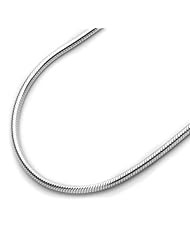 2.1mm Nickel Free Italian Sterling Silver Chain Necklaces Round Snake 060 Gauge Chain ( Available Length 16"~30")