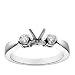 18k White Gold Prong-Set Engagement Ring Setting with Round Bezel-Set Sidestones (1/3 cttw)