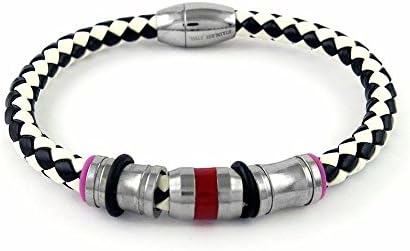 Genuine Leather Braided Bracelet - Black/White