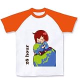 まいまいのどんくさいが28時間放送！　ぱぴこＴシャツ ラグランTシャツ(ホワイト×オレンジ) M