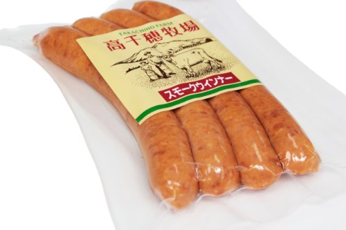 【宮崎特産】厳選した「宮崎産豚肉」を使用し、特製スパイスで味付けして桜のチップでスモークし仕上げたウィンナーです。あふれ出す肉汁がたまらない！宮崎産豚肉のスモークウインナー4本入（高千穂牧場 ）