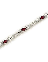 14kt Yellow Gold Oval Garnet and Diamond Bracelet
