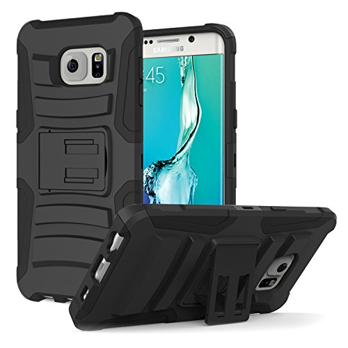 MoKo Galaxy S6 Edge+ Plus Case, [Heavy Duty] Full Body Rugged Holster Cover with Swivel Belt Clip for Samsung Galaxy S6 Edge + 2015 Smartphone, BLACK (Will Not Fit Galaxy S6 edge)