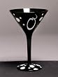 Personalitini - Monogram Black Polka Dot Martini Glass - O Personalitini - Monogram Black Polka Dot Martini Glass - O