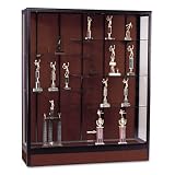 ~:~ BALT INC. ~:~ Large 5 Wide Freestanding Display Case, Walnut Panels/Black Frame