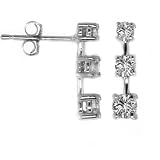 14k White or Yellow Gold 3-Stone Round Diamond Earrings (1/2 cttw, I-J Color, I1-I2 Clarity)