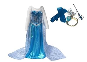 Ice Princess Long Cape Dress up Set Costume (Ages 5-6)