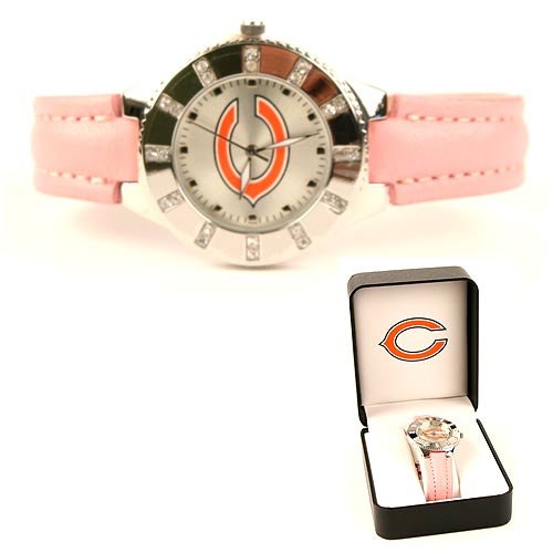 Chicago Bears NFL Game Time Women's Pink Watch with Rhinestones