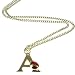 Ladybird Sterling Silver Children's Red Enamelled 10mm Flat Initial Pendant on 14 inch Open Curb Chain