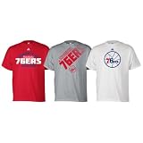 adidas Philadelphia 76ers Red-Ash-White Triple Threat T-Shirt Combo Pack (XX-Large)