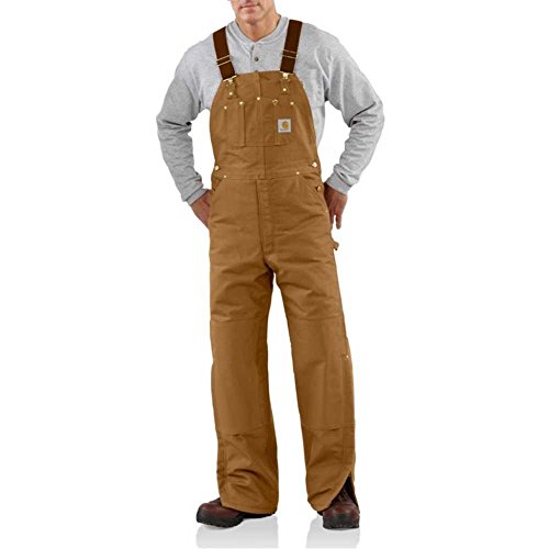 Carhartt Men's Quilt Lined Duck Bib Overalls R02,Brown,34 x 32