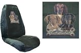 Car Truck SUV Dachshund Trio with Bone Dog Print Seat Covers 2 Charcoal Grey Universal Vehicle Bucket Seatcovers