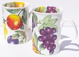 Pair Fine Bone China Mugs Apple Chintz