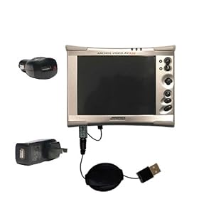 Click here to buy Retractable USB Hot Sync Compact Kit with Car and Wall Charger for the Archos AV300 -... by Gomadic for the Archos AV300 Series.